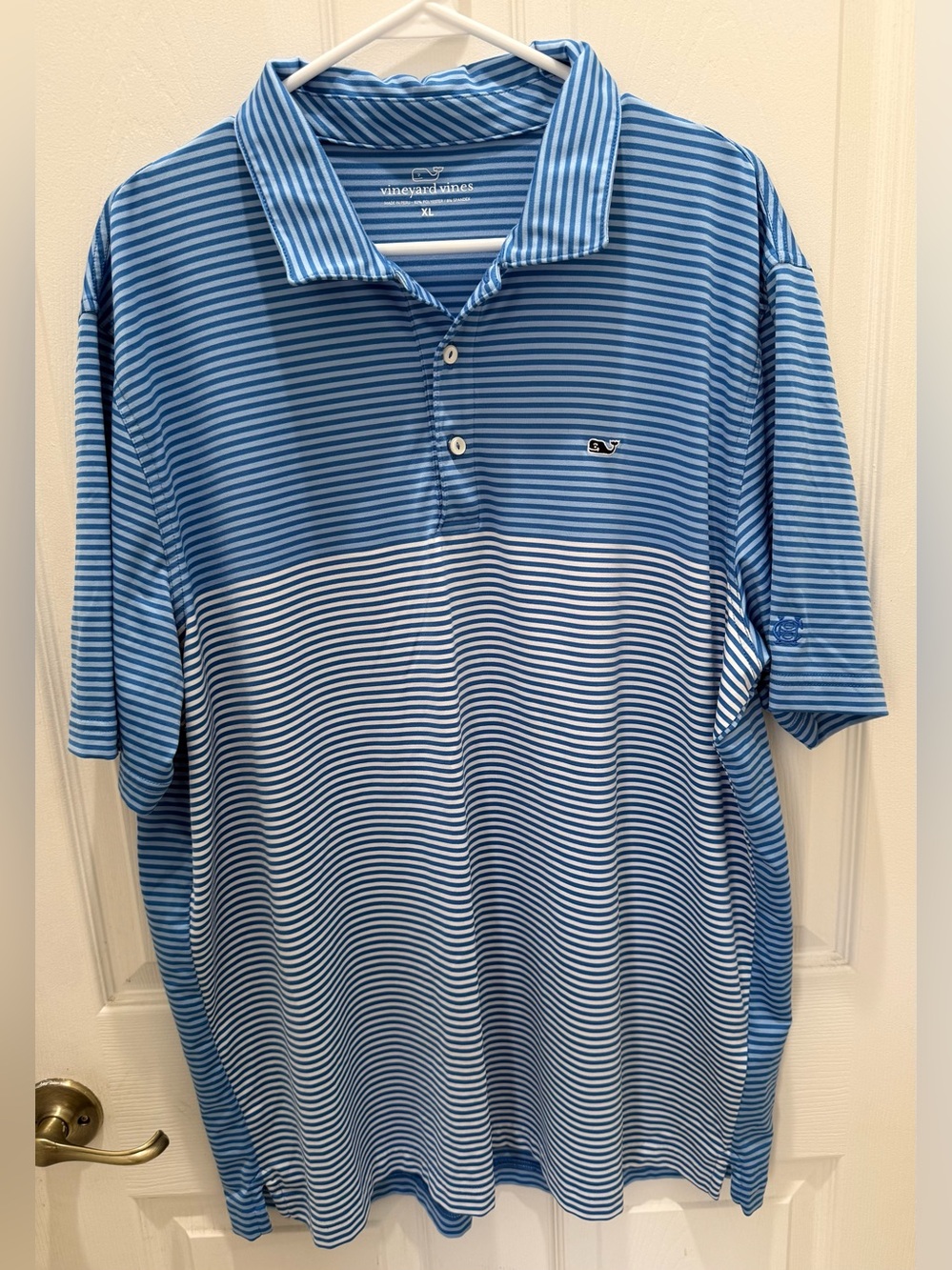 Vineyard Vines Men's Blue Striped Polo Shirt XL